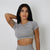 Seamless Short Sleeve Crop Top - Grey