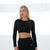 Seamless Long Sleeve Crop Top - Black