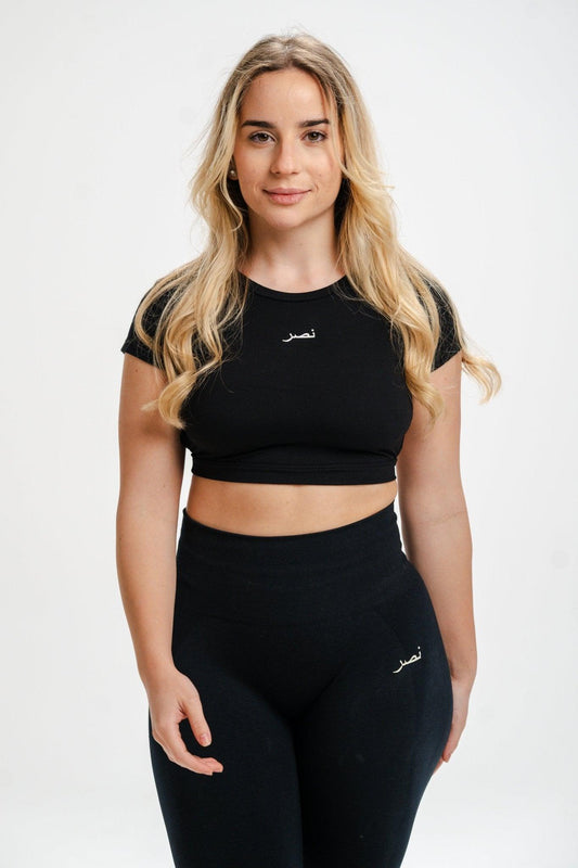 Backless Crop Top - Black - NHASR