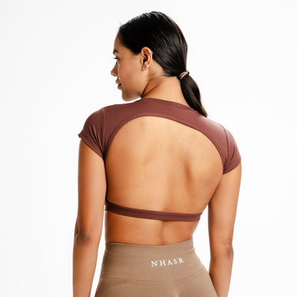 Backless Crop Top - Brown - NHASR